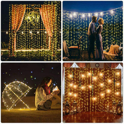 Elegant LED light loop curtain - remote controlled with timer and 8 light modes