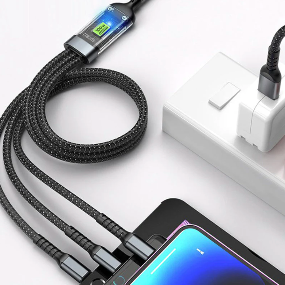 PowerMax 3-in-1 Fast Charger 100W Mobile Flat Laptop