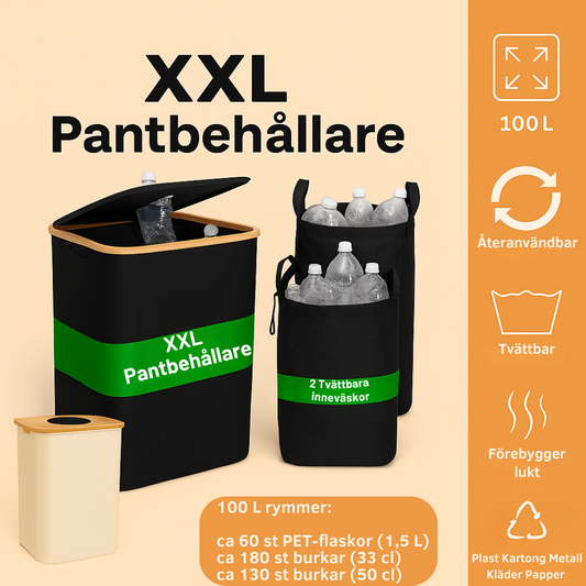 Deposit & recycling bin 100L with washable inner bags