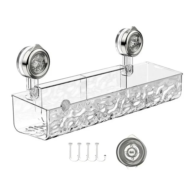 Bathroom corner shelf with suction cups