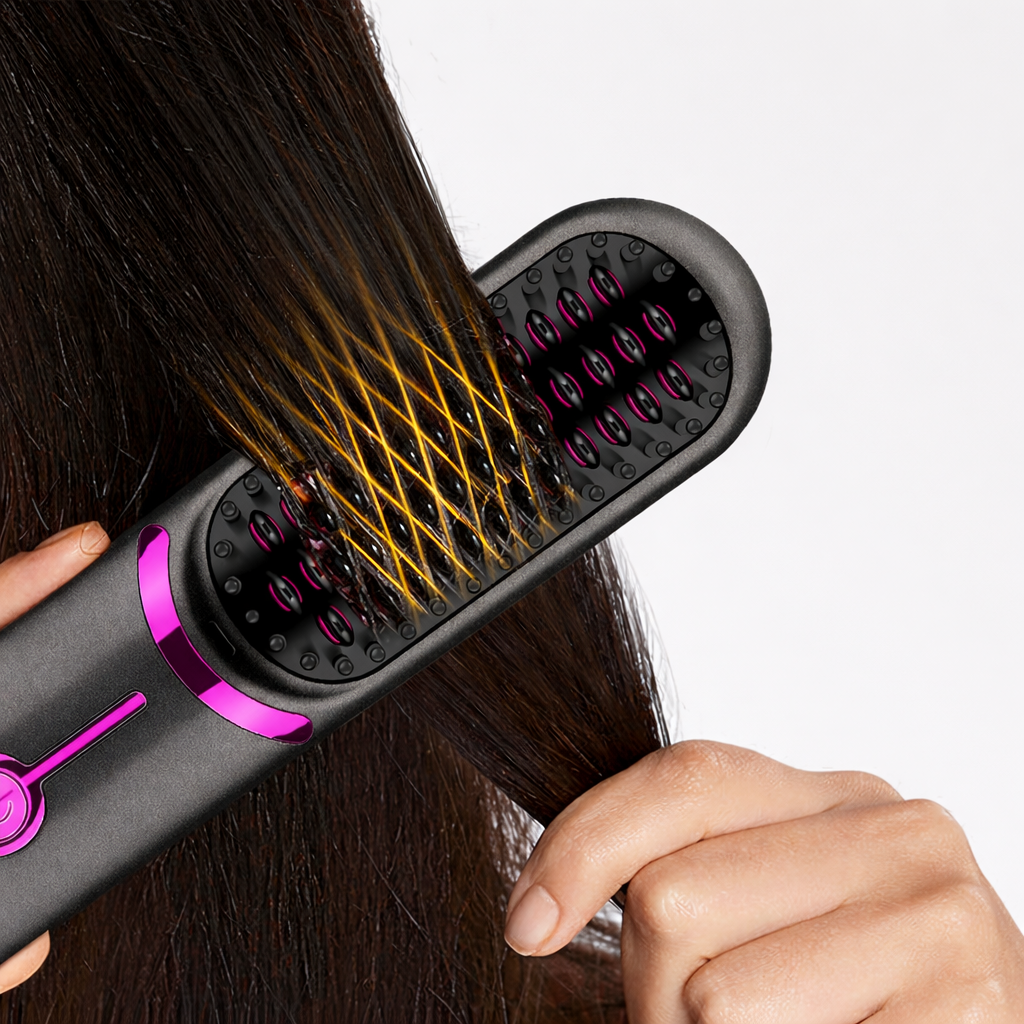 Portable Heat Brush - Smooth, styled hair in minutes