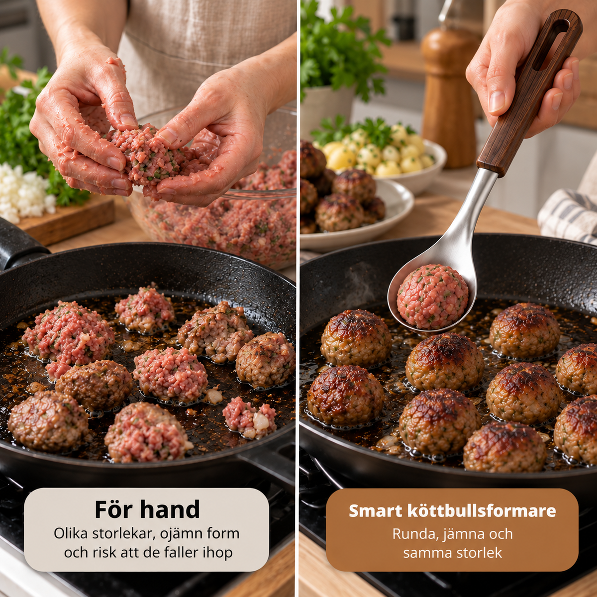 Smart meatball shaper - smoother shape, easier cooking