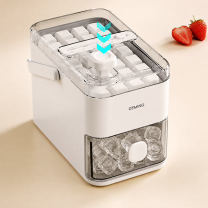 Smart ice container with lid and ice scoop
