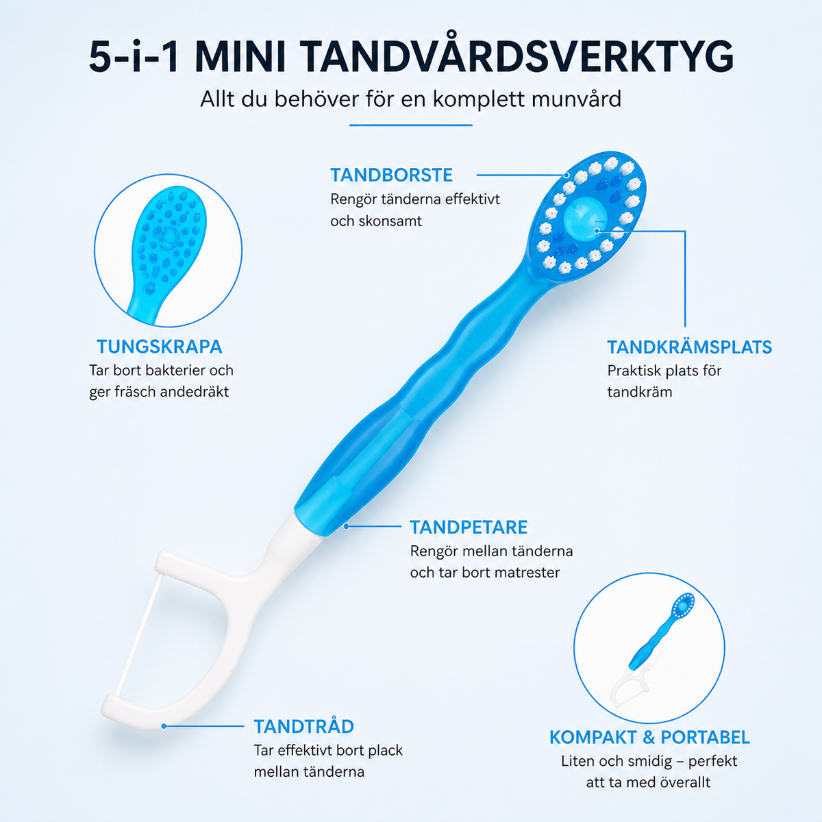 Portable Toothbrush with Toothpaste &amp; Floss (20-pack)