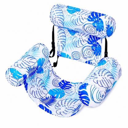 Inflatable floating chair with backrest