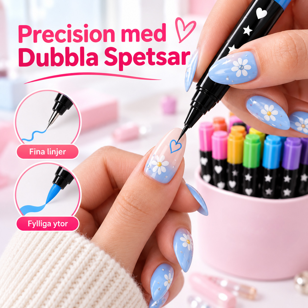 NailArt Studio – 14 double sided nail pens + FREE stickers