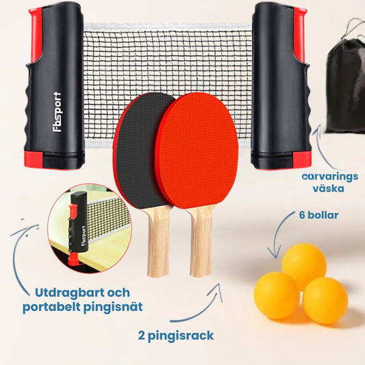 Portable Table Tennis Set - Retractable Ping Pong Net + Rackets & Balls