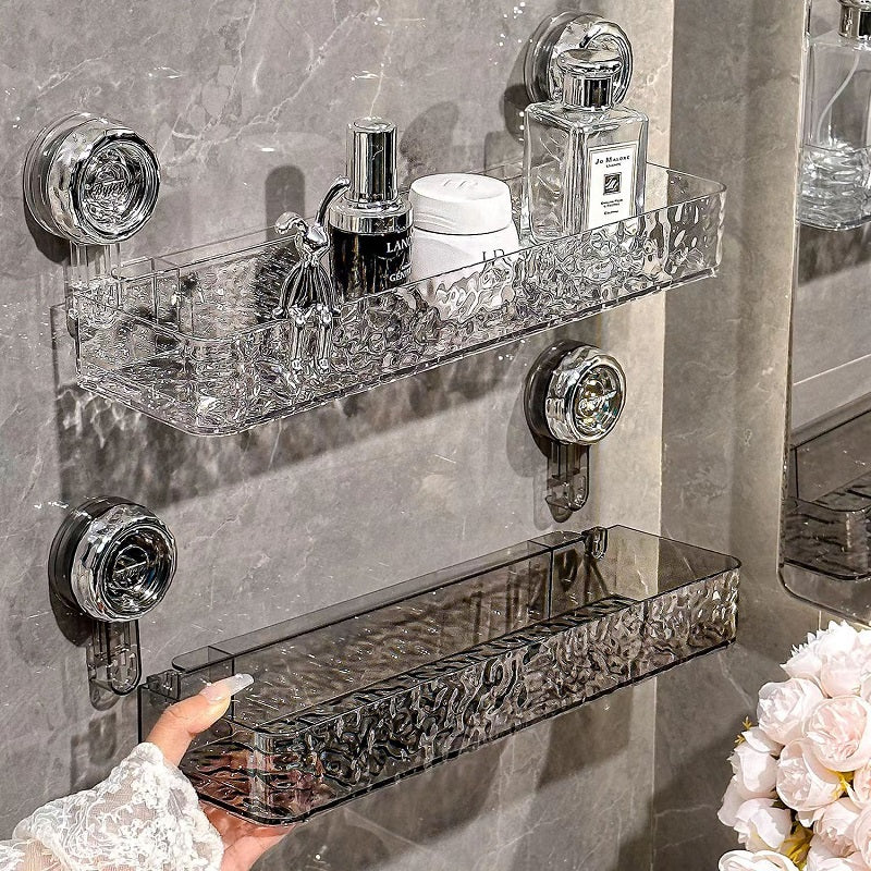 Bathroom corner shelf with suction cups