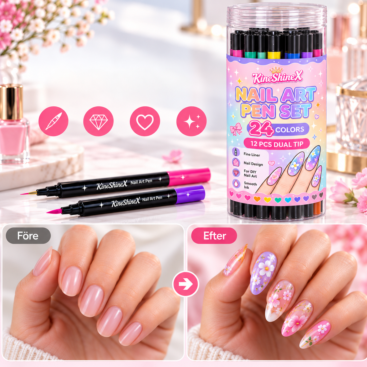 NailArt Studio – 14 double sided nail pens + FREE stickers