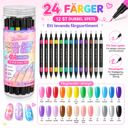 NailArt Studio – 14 double sided nail pens + FREE stickers