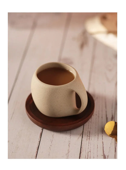 Exclusive Ceramic Cup with Wooden Saucer - 250 ml