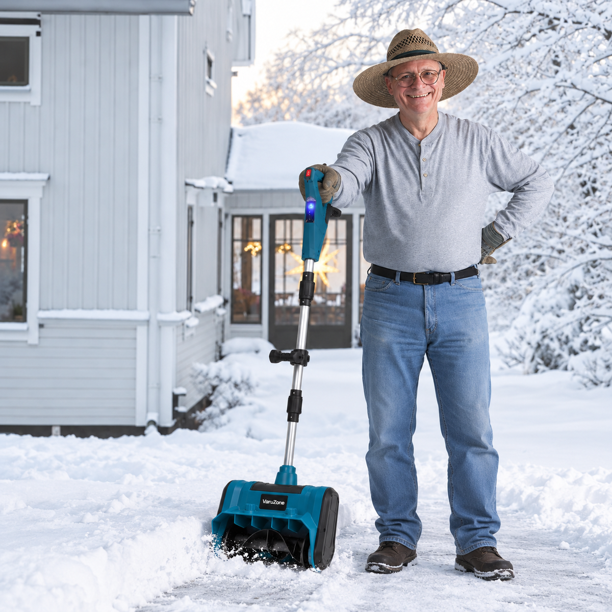 Battery powered snow shovel