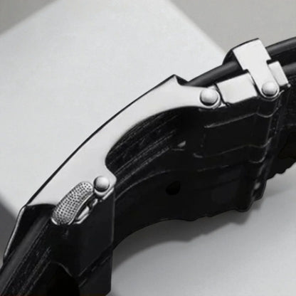 Leather belt with automatic buckle
