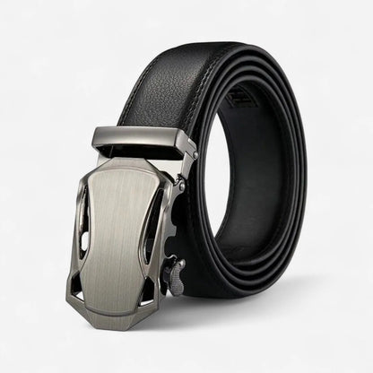 Leather belt with automatic buckle