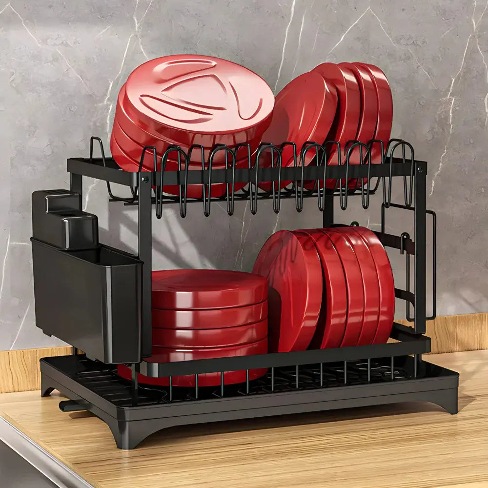Dish rack 2 levels with drain - smart kitchen solution