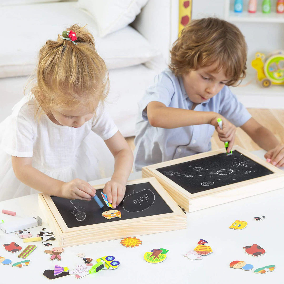 Montessori Drawing Board and Magnetic Puzzle 2-in-1
