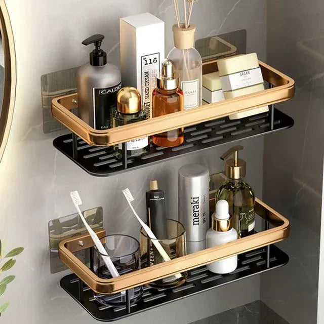 Self-adhesive wall shelf without drilling - Stable storage for bathroom & kitchen